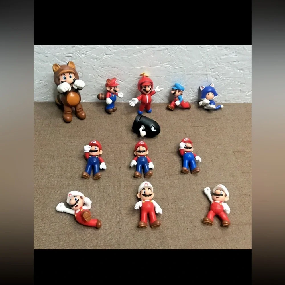 Lot of 12 Jakks Super Mario Figures: Ice, Tanooki, Propeller, Fire, Mario & More